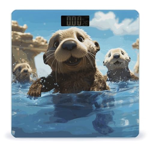 Báscula digital de baño con impresión de nutria marina miniatura 1