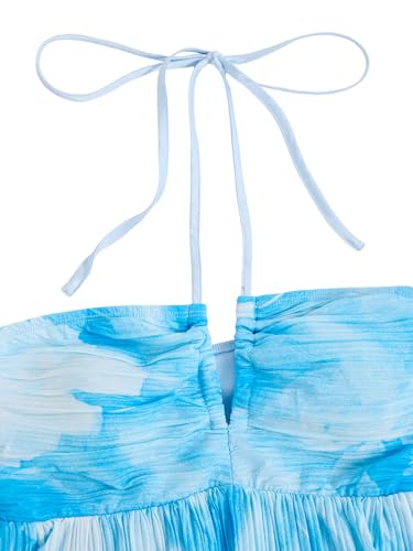 Image of SOLY HUX Women's Tie Dye Cami Dress Halter Backless Sleeveless A Line Short Summer Dresses Sundress