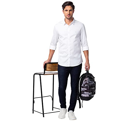 Image of Spykar Men's Slim Fit N /A Full Sleeve Solid Casual Shirts