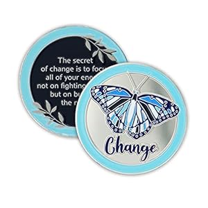 Blue Butterfly Sobriety Chip | Inspirational Secret of Change Affirmation Recovery Gift Token AA Coin Medallion