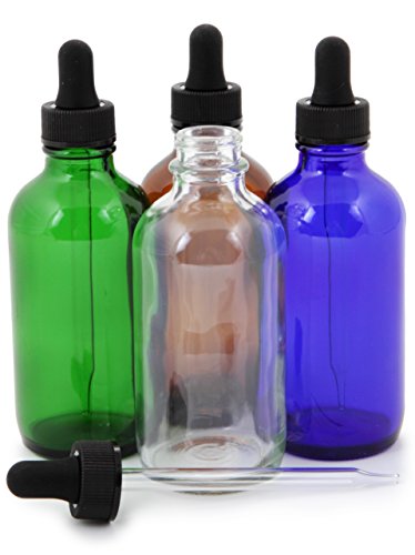 Vivaplex, 8, Assorted Colors, 4 Oz Glass Bottles, With Glass Eye Droppers #TOP6