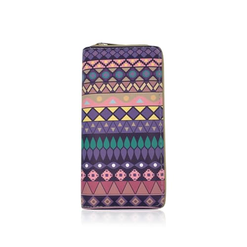 Ladies Wallet, PU Leather Card Holder Wallet for Women, Long Clutch Wallet Casual Card Wallet Womens Wallet with Bohemian Print and Zipper for Cards, Cash, Receipts, Change (style 1)