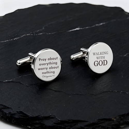 Gemelos de acero inoxidable religiosos para hombres miniatura 7