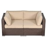 SUNVIVI OUTDOOR DIY Patio Furniture Corner Sofa Outdoor Loveseat, 2 Piece Wicker Rattan Outdoor Sect