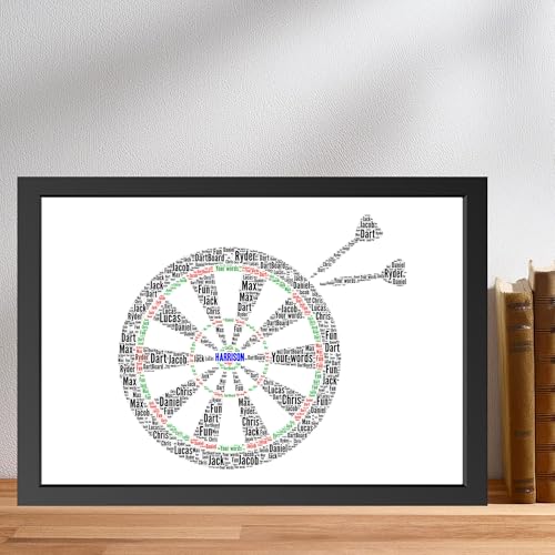 Personalised Dartboard Word Art Print gift, Custom Darts Sports Word Cloud Wall Art, Dart Player Sports Wall decor frame gifts