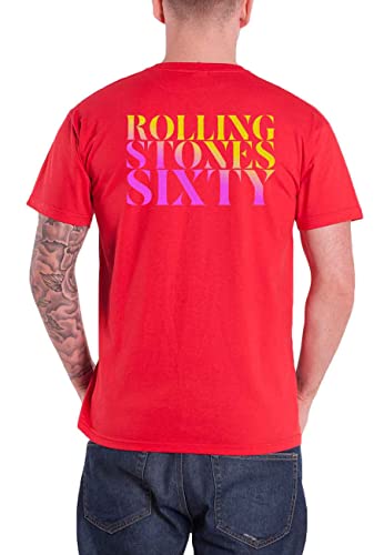 The Rolling Stones T Shirt Sixty Gradient Text Logo Nouveau Officiel Homme Rouge - Les Beatles, Paul McCartney, John Lennon, RIngo Starr, George Harrison The Rolling Stones T Shirt Sixty Gradient Text Logo Nouveau Officiel Homme Rouge – Image 3