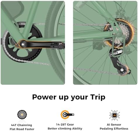 Jasion EB5 Electric Bike for Adults with Peak 1000W Brushless Motor, 40Miles 20MPH Commuting Electric Mountain Bike with 500Wh Removable Battery, 7-Speed, 26" Tires and Front Fork Suspension image 6