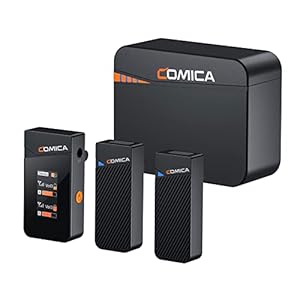 【国内正規品】COMICA Vimo C3 ワイヤレスマイク ノイズキャンセリング 充電ケース付き 2.4GHz 伝送距離200m 音量調整 最長20時間 カメラ/スマートフォン/PC ブラック