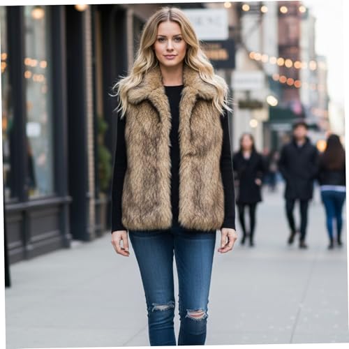 Chaleco de pieles sintéticas corto de invierno con cuello solapa 3