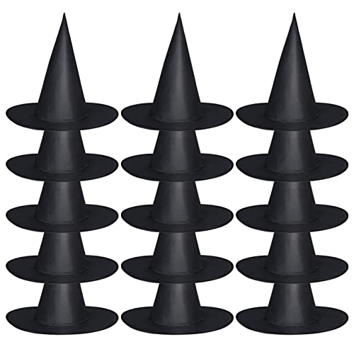 jerbro Lot de 12 chapeaux de sorcière pliables noirs pour Halloween, fêtes costumées, costumes de sorcière, chapeaux, accessoires de cosplay