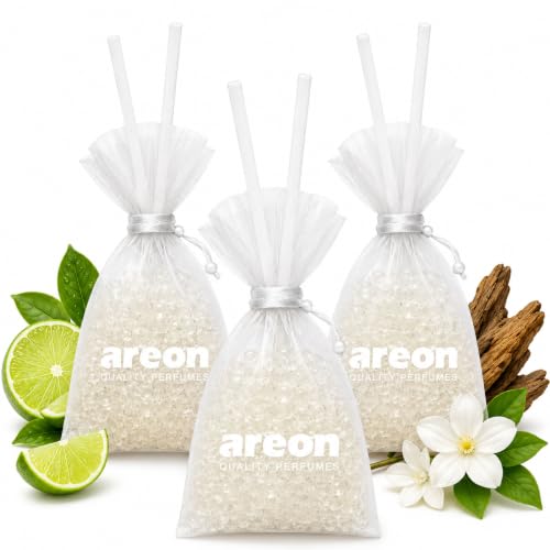 Image of AREON Pearls Lux Platinum Air Freshener Pack of 3 - Premium Perfume Beads for Car, Home, Office, Long Lasting Fragrance - Odor Eliminator - Luxury Scent Freshener for Small Spaces