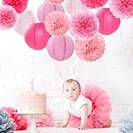Light-Hot Pink Party-Decorations Paper-Flowers Lanterns - 15pcs Graduation Girl Birthday Decor Tissue Pom Poms Streamers, Bridal Baby Shower Wedding Bachelorette Valentine Hanging Supplies Hugfond - Image 5