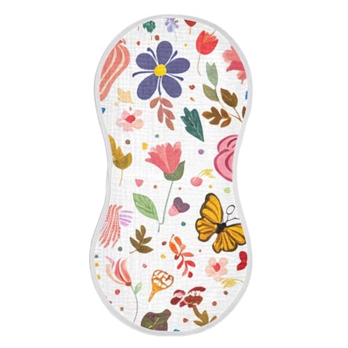 Colorful Flowers Butterflies Burp Cloths for Babies Burp Rag Cotton Spit Up Rag for Newborns Babies Girls2