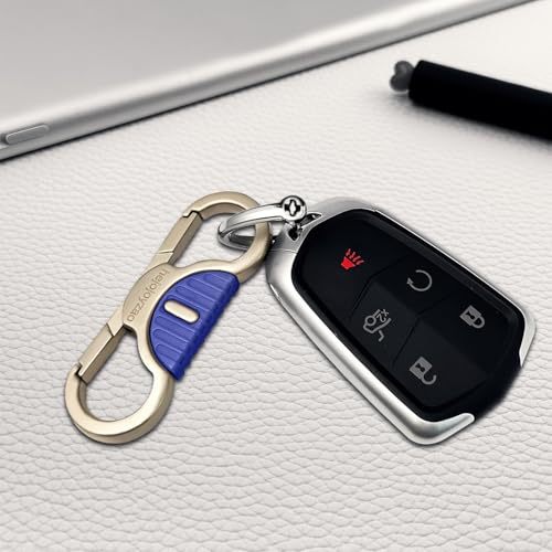 Image of Heavy Duty Keychain with Quick Release Double Carabiner Clip, Key Rings, D Ring, Car Key Holder for Belt Loop