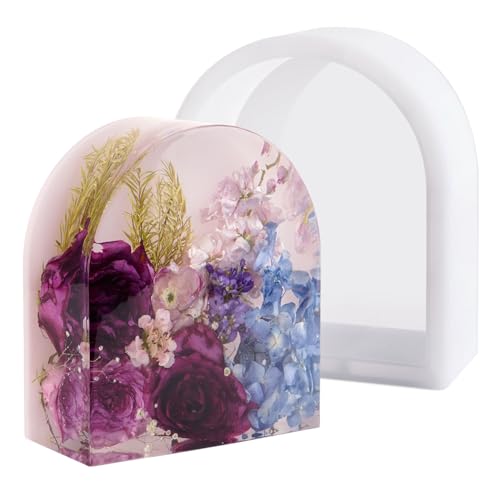 wisedry 3-Inch Extra Deep Silicone Resin Mold for Epoxy, Resin Casting Mold with Acrylic Support, Large Epoxy Mold for Dried Flower Preservation, Insects, Home Decors, DIY Art (8 x 7 inch)
