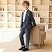 LOLANTA Boys Suit Kids Fashion Blazer Pants Set Plaid 2 Piece Gentleman Wedding Outfit Dresswear(Dark Blue, 8-9Years)