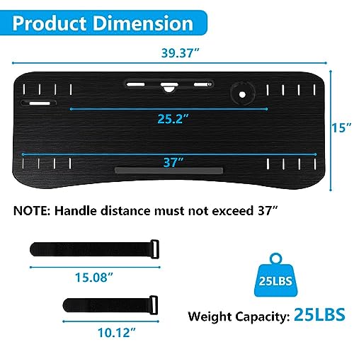 LUCKUP Treadmill Desk Attachment 39" Universal Walking Laptop Desk Holder with Cup Tablet Phone Holder & Laptop Stand, Ergonomic Platform Workstation for Treadmill, Black - Image 3