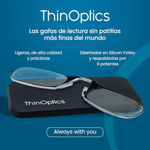 Miniatura 2 de Thinoptics Gafas De Lectura Ultrafinas Con Estuche Pod 1.5 Gafas Sin Patillas, Compactas Para Cartera O Móvil Gafas De Lectura Portátiles Siempre Contigo Ligeras Y Resistentes