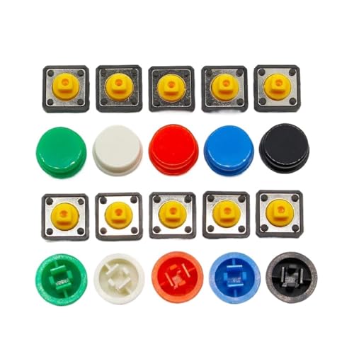 Bouton-poussoir tactile 12mm réactif avec capuchons 5 couleurs pour commande précise de circuit