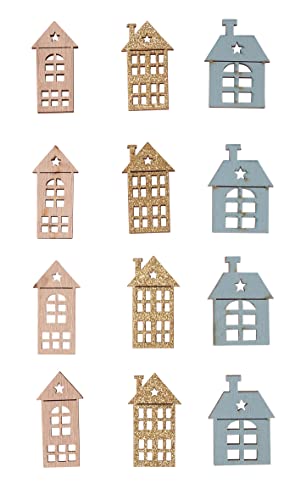 Rayher Holz Streuteile Haus, 4 cm, mit Klebepunkt, Beutel...