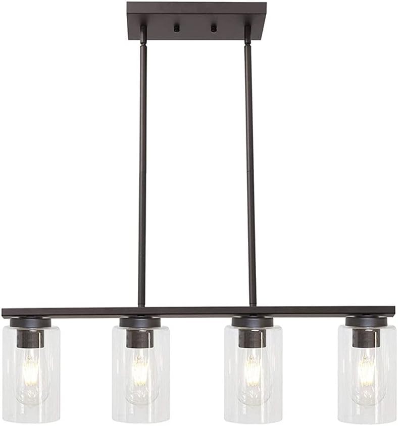 Chandelier îlot de cuisine en verre linéaire d'exception avec 4 suspensions cylindriques chromées