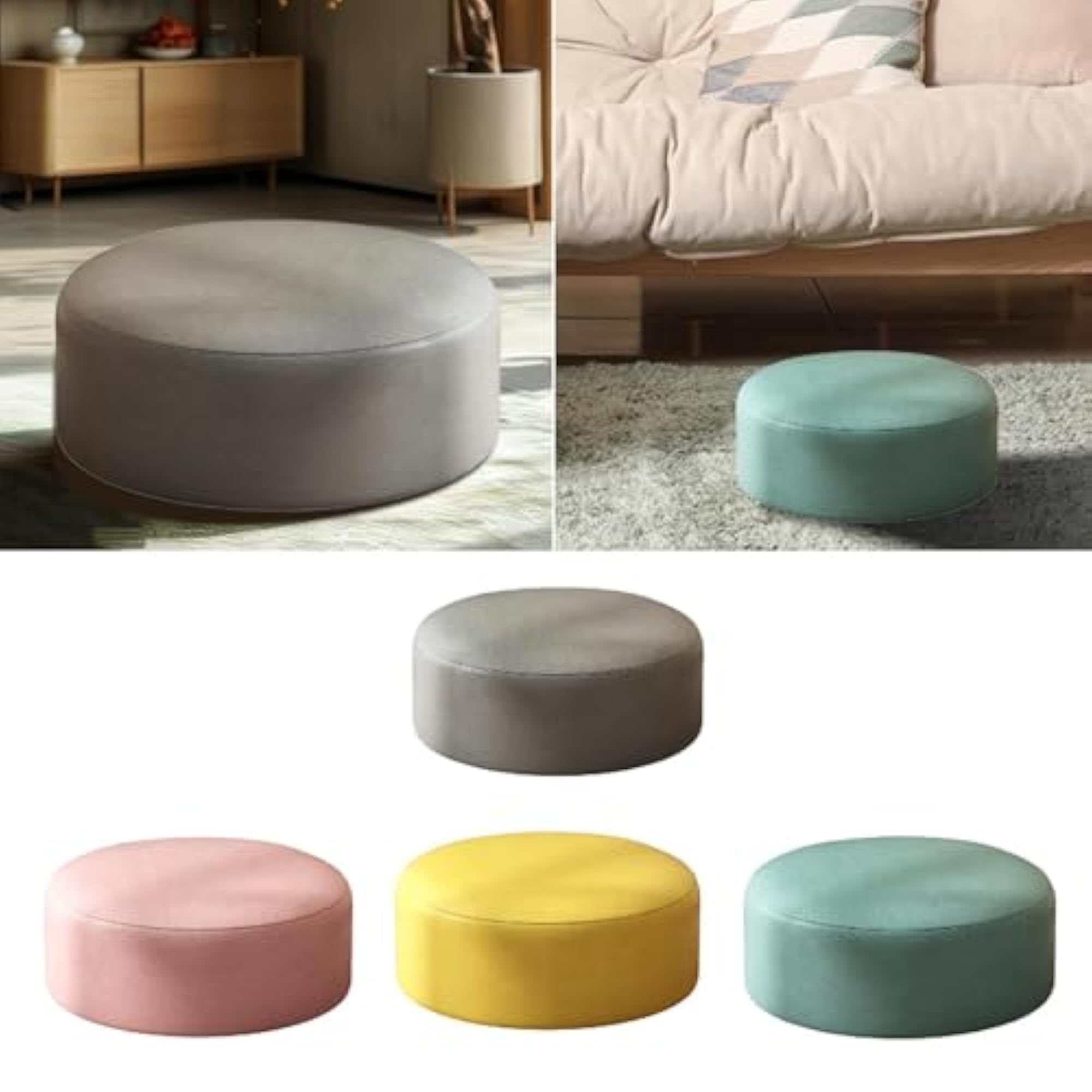 Round Soft Floor Cushion for Home and Office, Dark Gray