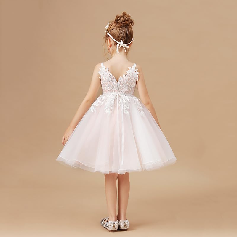 Lace Spaghetti Strap Wedding Flower Girl Dress 2024 Summer Formal Evening Short Pageant Party Dresses3