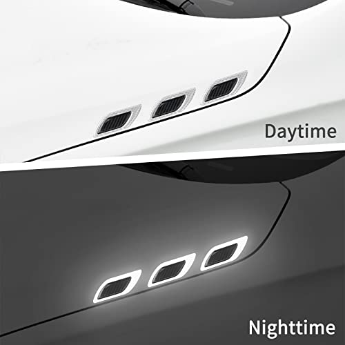 Ruiante 6Pc Strong Reflective Stripe Stickers For Car Fender Hood Bumper Night Visibility Reflective Decal Safety Warning Stickers Grade Carbon Fiber Universal For Car Suv (White) #TOP4