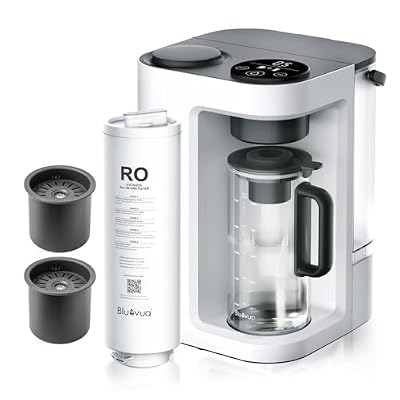 Bluevua RO100ROPOT-Lite(UV) Countertop Reverse Osmosis Water Filter System, White, with Dual-Pack Remineralization Filters, Bundle
