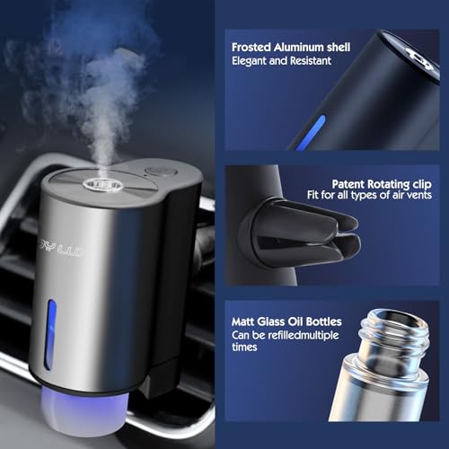 Image of 2024 Smart Air Freshener & Diffuser, 3-Mode Adjustable Rechargeable Ultrasonic Atomizer, Car Scent Diffuser with 3 Fragrance Bottles, Red