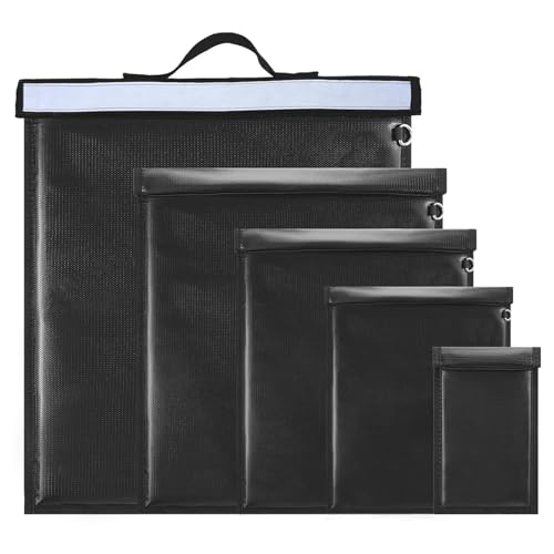 Paquete de 5 Bolsas Faraday para Portátiles Tabletas Radios Teléfonos y Llaves de Voche, Impermeables Ignífugas Bloqueadoras de Señal RFID a Prueba de pulsos Electromagnéticos (EMP) Antirrobo