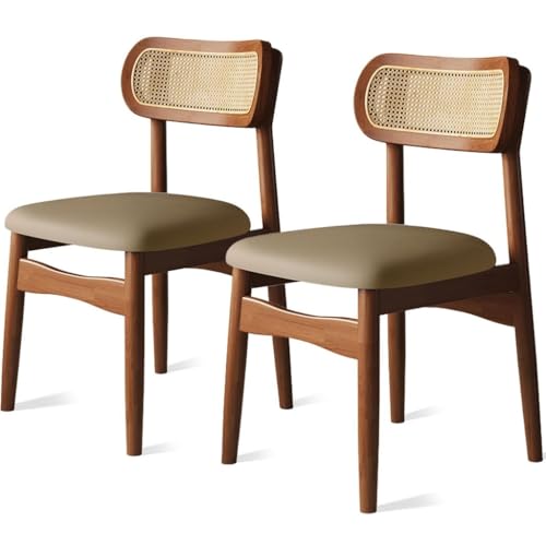 Sillas de comedor de ratán de madera maciza con respaldo, cómodos taburetes para el hogar, mesas de comedor, asientos de ocio e interiores modernos. Perfecto para comedores y decoración