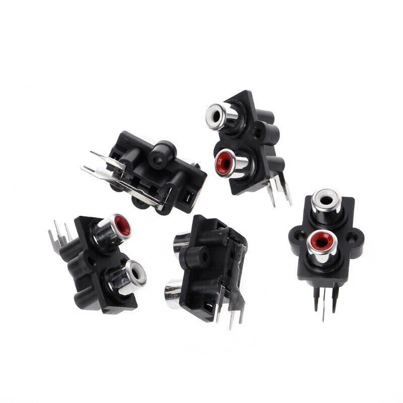 5PCS Panel PCB Mount 2 Way RCA Female Jack Audio Connector Socket Stereo