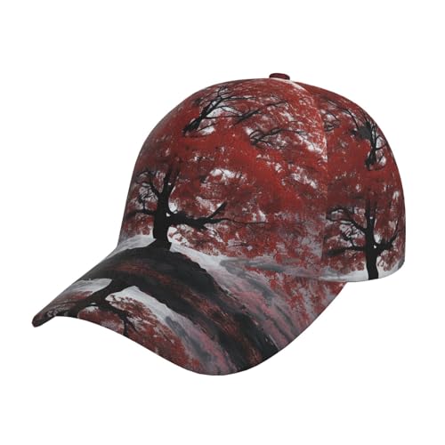 FWJZDSP Gorra de béisbol Unisex, Gorra de papá con diseño de árbol Rojo, Gorras de Camionero clásicas Ajustables