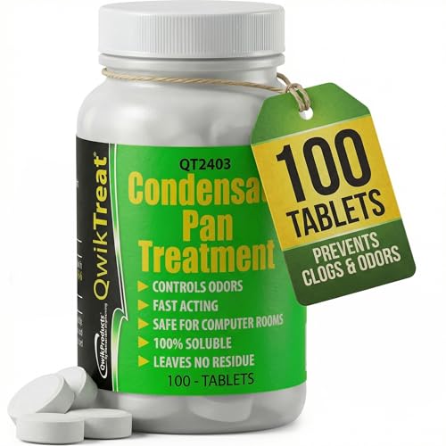 QwikTreat Condensate Pan AC Drain Line Tablets, AC Drain Line Cleaner, Remove HVAC Pipe Clogs and Control Odors for Effective Maintenance, 100 Tabs