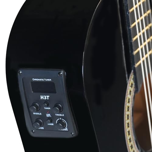 AKUSTICA VC-1E1-MS Violão Eletroacústico Cutaway, Cordas de Aço, com Tensor (Preto)