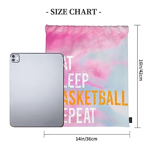 Eat Sleep Basketball Repeat Drawstring Backpack Sports Gym Sack Sackpack String Bag Cinch Bag For Sport Yoga Travel Shopping Womens Mens4
