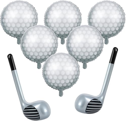 Image of 8 Pcs Golf Balloons Set 18'' Ball and 30'' Inflatable Club for Birthday Party Decorations, Golf Themed Events & Party Favors