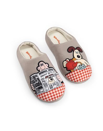 Vanilla Underground Wallace And Gromit Grey Mule Slippers | Indoor Wear for Adults | Cartoon Character Footwear | Wallace And Gromit Merch