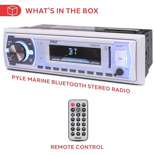 image for Pyle Marine Bluetooth Stereo Radio - 12v Single DIN Style Boat In dash
