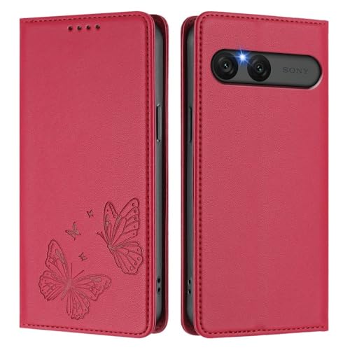 Étui Sony Xperia 1 VI rouge : protection portefeuille pour vos sorties quotidiennes