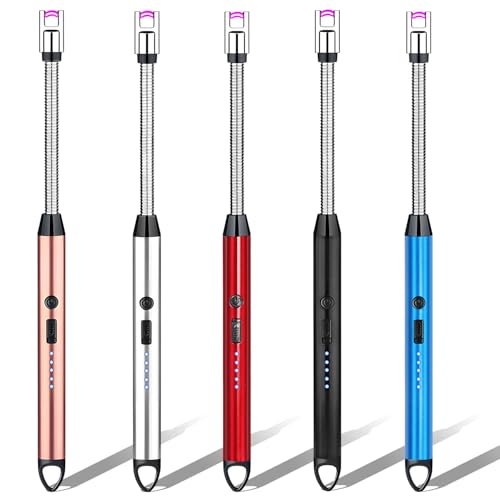 Lista de Encendedores favoritos de las personas. 43 JYYBN 5 Piezas Encendedor Electronico USB Recargable, Encendedor Eléctrico de Velas Aromáticas, Cuello Larga y Flexible 360°, Sin Llama, a Prueba de Viento, con Indicador...