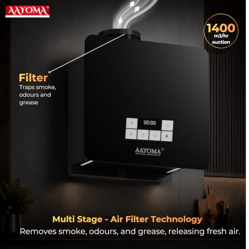 Image of Plug N Play BLDC 60cm 1400 m3 /hr Ductless Autoclean Kitchen Chimney | Baffle + Multi Stage Air Filter | Touch+Motion Sensor | BLDC | 10 Speed Levels | 10 Year Motor Warranty | Pan India Service