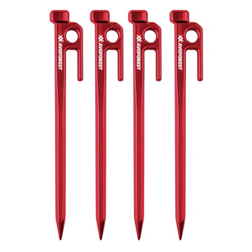 【業界初】AVOFOREST 鍛造ペグ アルミ製 ペグ キャンプペグ 20cm/30cm 4本/8本セット 一体成型 溶接なし テントペグ 超軽量 高強度 錆びにくい テント用 タープ用 アウトドア/キャンプ 用品 岩場 砂浜 砂利 硬い土 芝生 (赤色2
