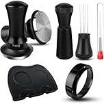 Coffee Tamper 58mm, Espresso Tamper Set with WDT Tool, 58mm Dosing Funnel, Tamper Mat, Spring-Loaded Tamper Flat Stainless Steel Base Compatible with Espresso Coffee Machine