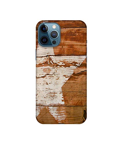 Image of Amazon Brand - Solimo Designer Star Impression On Wood 3D Printed Hard Back Case Mobile Cover for Apple iPhone 12 Pro Max