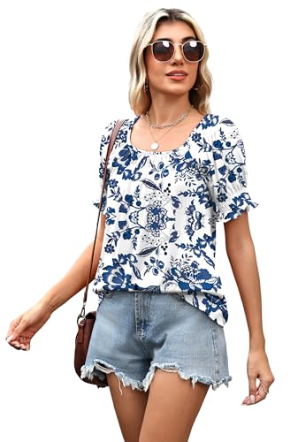 Image of WIHOLL Womens Short Sleeve Square Neck Summer Tops Dressy Casual Blouses Trendy Clothes 2026