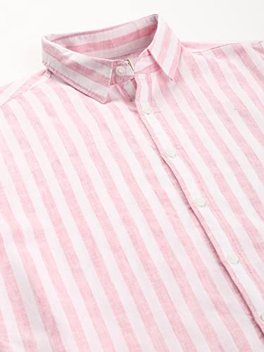 Image of Dennis Lingo Men's Striped Slim Fit Casual Shirt for Men with Spread Collar
