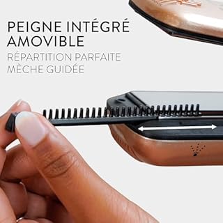 Demeliss SAINT ALGUE Lisseur Vapeur TITANIUM - Plaques Titane - Vapeur Ultra Puissante - Réservoir XL 40ml Intégré - Peigne Amovible - Lissage Tous Types de Cheveux - 5 Températures - Professionnel