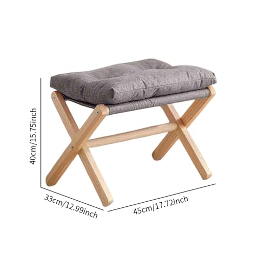 Tabouret en bois pliable et pouf gris pour petits espaces